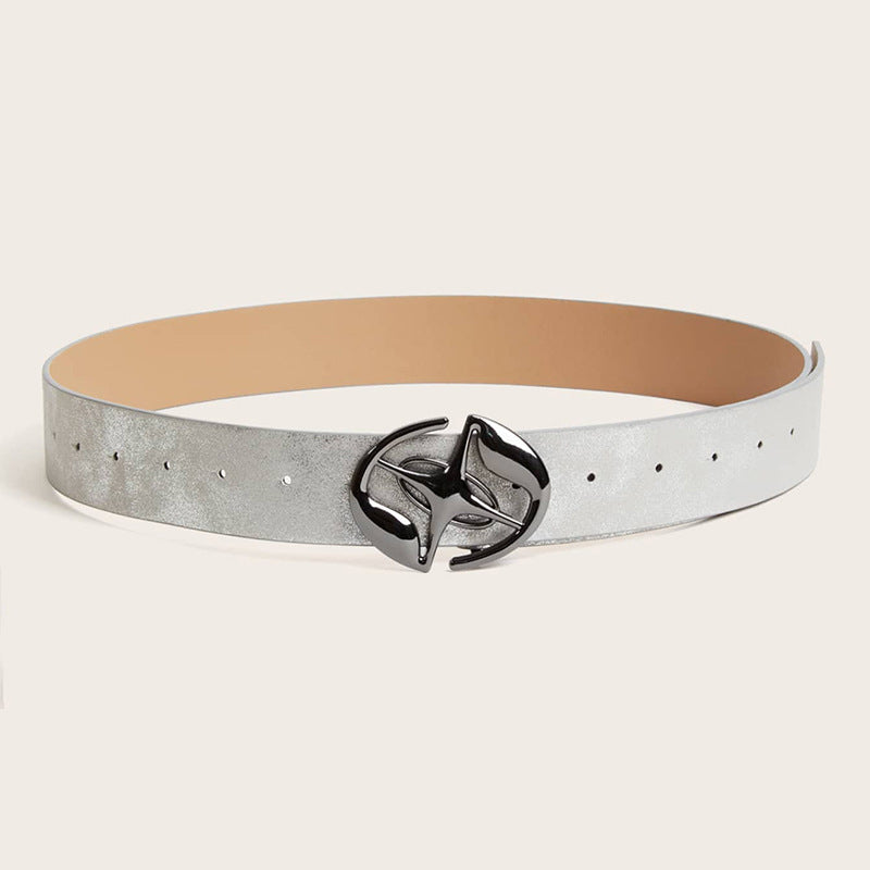 Retro Trendy Cool Oval Buckle Simple Female Ornament Belt