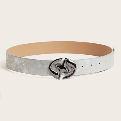 Retro Trendy Cool Oval Buckle Simple Female Ornament Belt