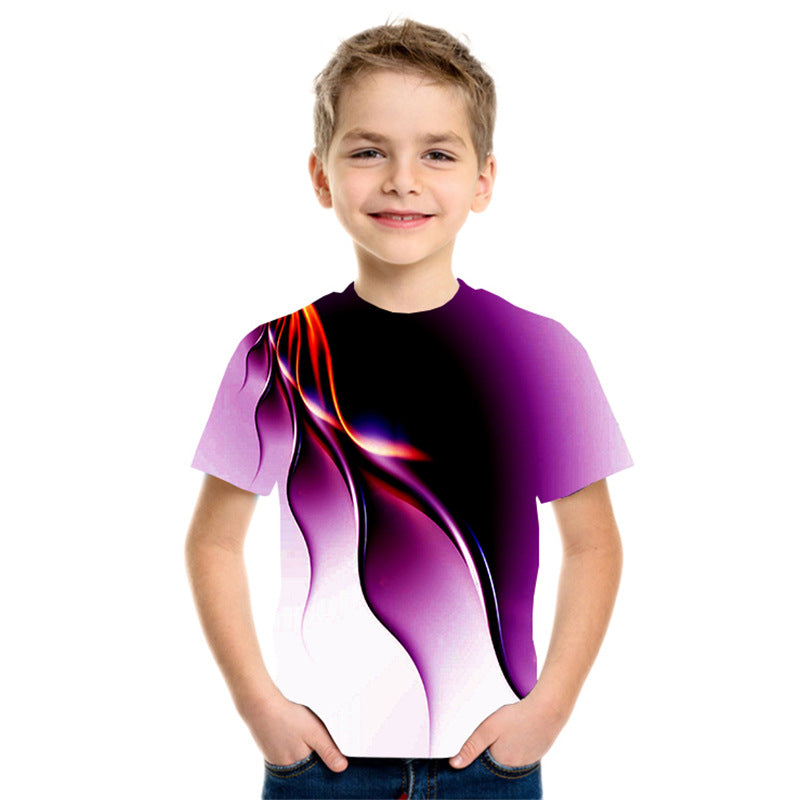 The Flame Prism: Three-Color Flame 3D Printed Short-Sleeve T-Shirt
