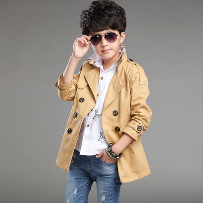 The Urban Trench: Boys’ Mid-Length Trend Casual Trench Coat