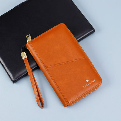 RFID Barrier Passport Holder Genuine Leather Wallet