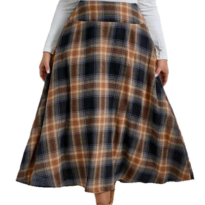 European And American Women's Clothing Flannel Plaid Skirt