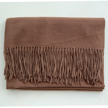 Simple Tassel Shawl Warm Artificial Cashmere Scarf