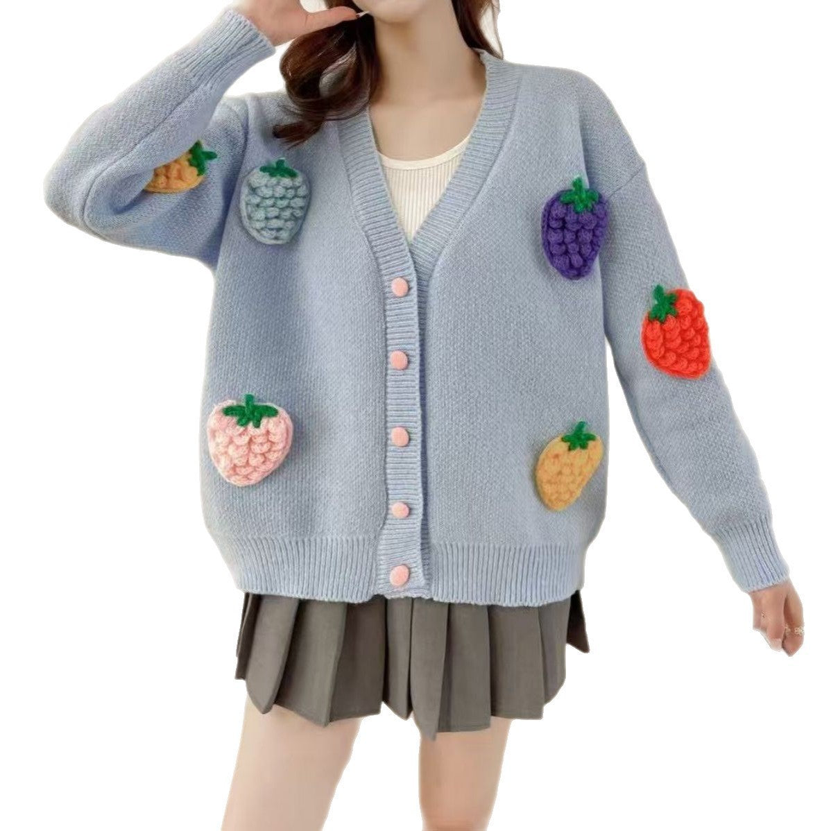 Handmade Embroidery High-end Cardigan Korean Style Design Heavy Work Sweater
