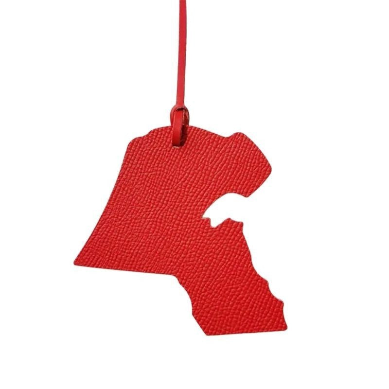 Map-shaped Leather Handbag Pendant