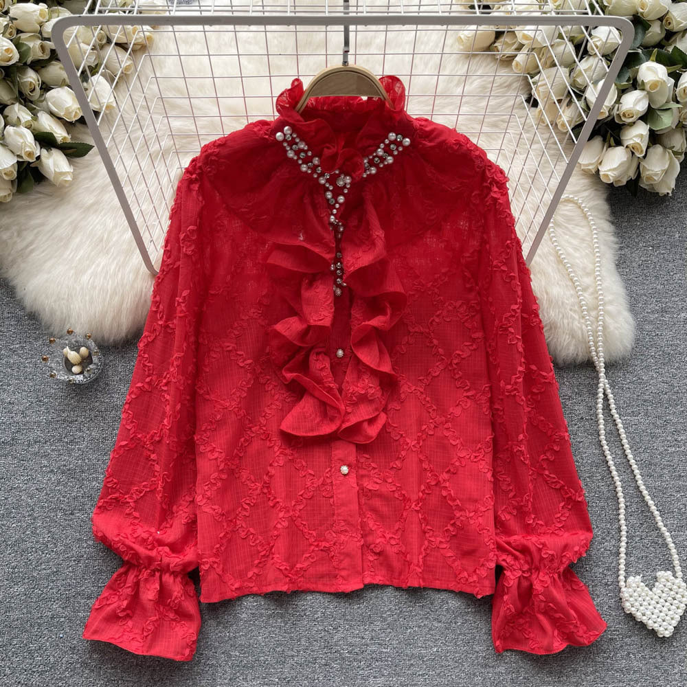 Ruffled Flared Sleeve Shirt Autumn Jacket