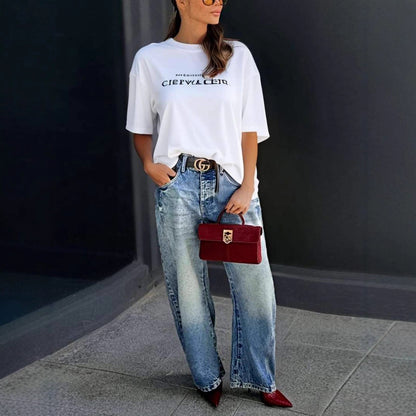 Wide Leg Jeans Stretch Fashion Casual