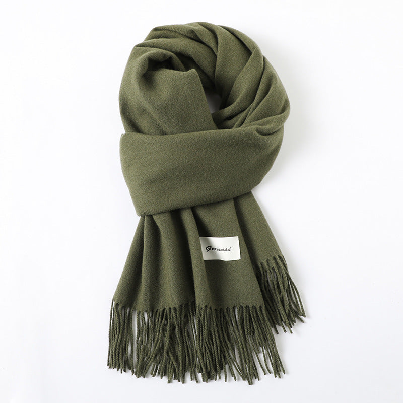 Simple Tassel Shawl Warm Artificial Cashmere Scarf