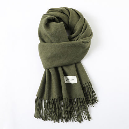 Simple Tassel Shawl Warm Artificial Cashmere Scarf