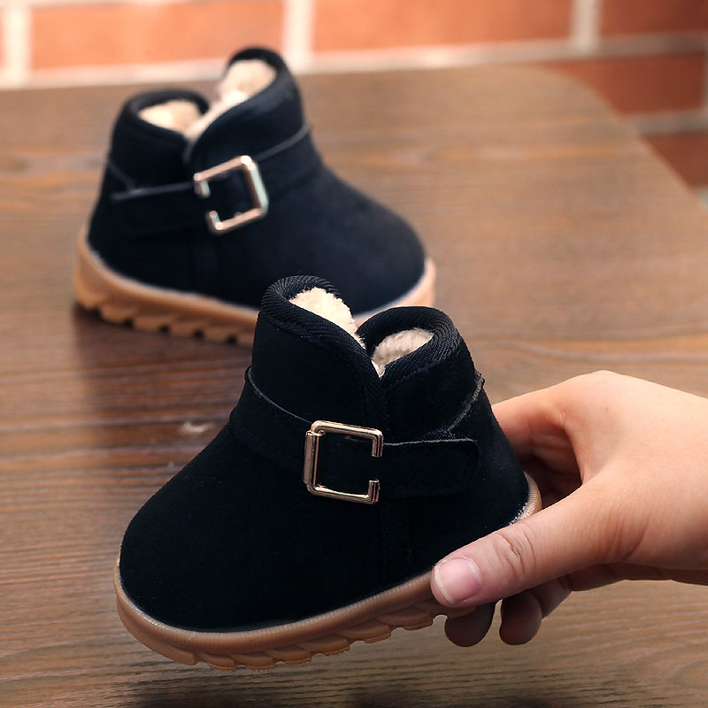 Boys And Girls Soft-soled Warm And Velvet Thick Waterproof Non-slip Short Boots