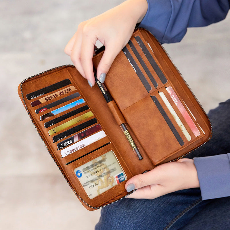 Anti-theft Swiping Retro Oil Wax Skin Large-capacity Handbag