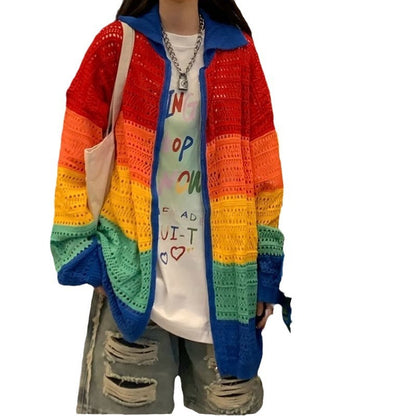 Women's Hollow Knitted Cardigan Top Coat