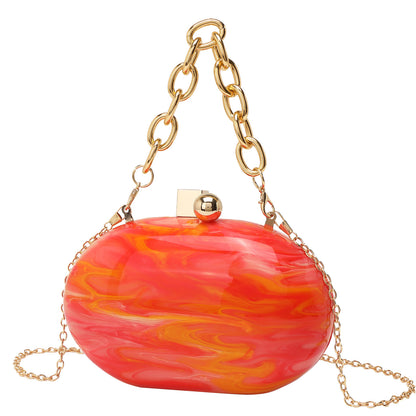 Oval Acrylic Chain Crossbody Shoulder Hand Bag