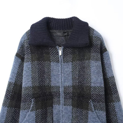 Women's Fashion Casual Plaid Knitted Coat