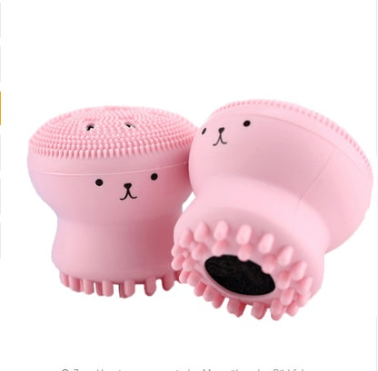 Cartoon octopus silicone wash brush foaming cleansing brush Manual facial massage brush cleansing brush brush bubbler