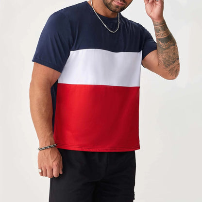 Men's T-shirt Crewneck Short Sleeve Stripes