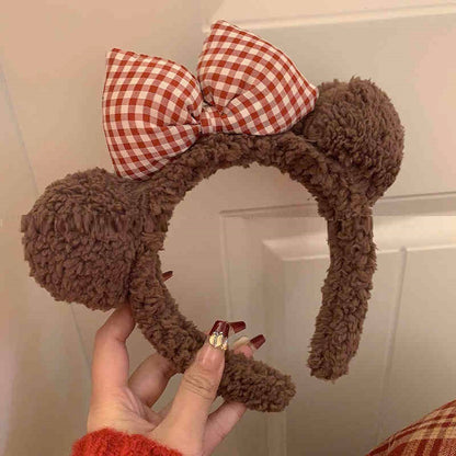 Cute Bow Bear Ear Headband Face Wash Headband