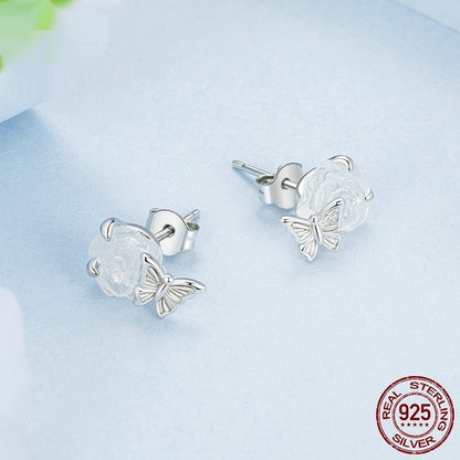 Romantic And Elegant S925 Sterling Silver Flower Ear Studs