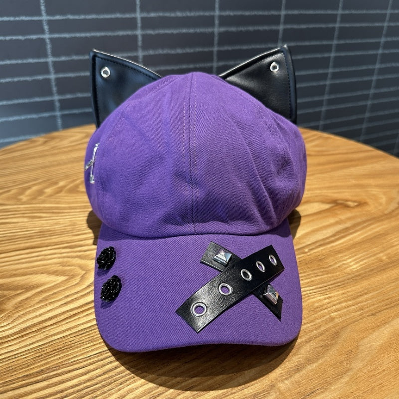 A Niche Baseball Cap With Three-dimensional Cat Ears