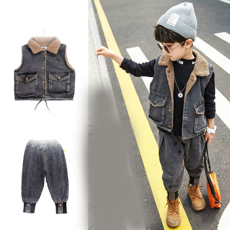 The Indigo Shield: Fashion-Simple Winter Denim Suit Set