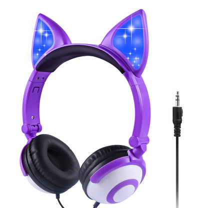 GlowKitty: LED Flashing Cat Ear Wireless Headphones