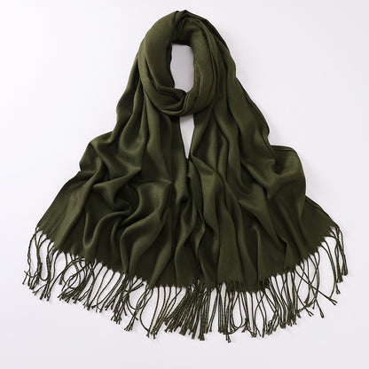 Autumn And Winter Cashmere-like Solid Color Long Scarf