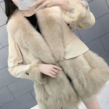 Faux Fur Mid-length Fox Fur Padded Coat