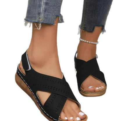 Plus Size Wedge Women's Back Strap Velcro Sandals