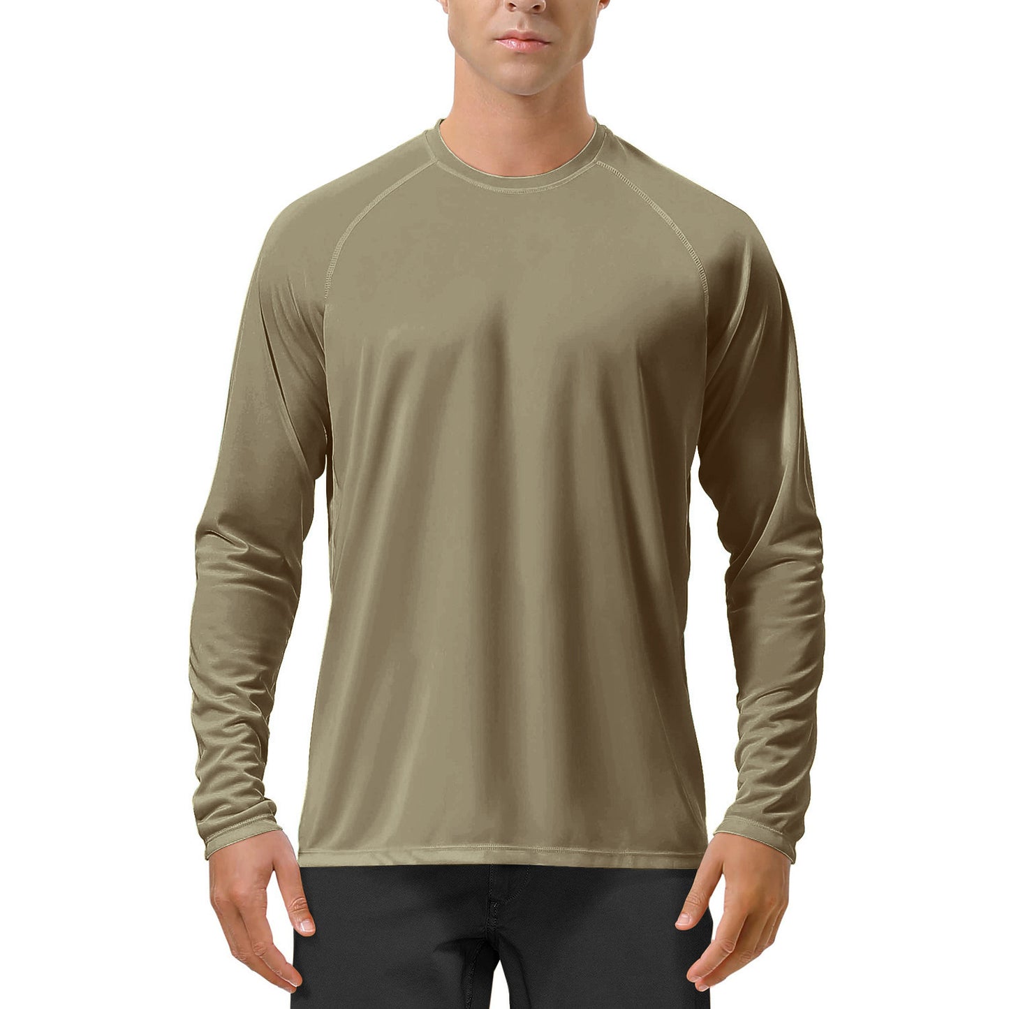 Quick-drying Solid Color Round Neck Sports Training Stretch Sun Protection Long Sleeve