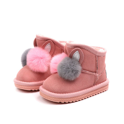 Rabbit Fur Luxe: Girls’ Pom-Pom Snow Boots