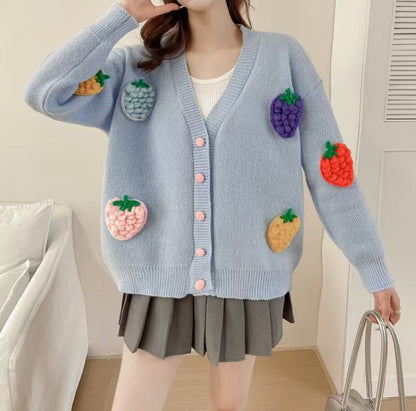 Handmade Embroidery High-end Cardigan Korean Style Design Heavy Work Sweater