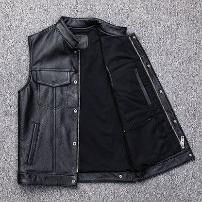 Vest Button Motorcycle Casual Leather Waistcoat Plus Size Rugged Versatility