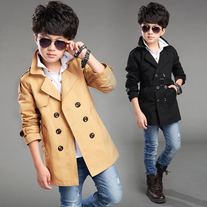 The Urban Trench: Boys’ Mid-Length Trend Casual Trench Coat