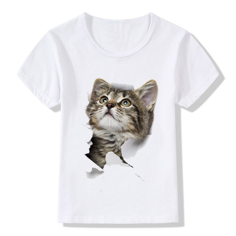 Artistic 3D Dimension Cat Graphic Tee