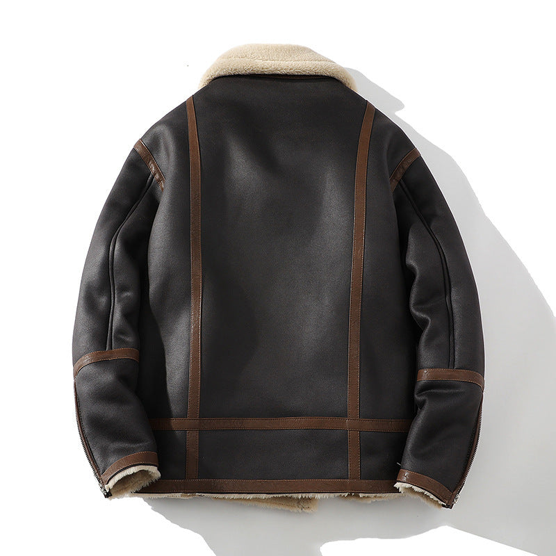 Plus Size Casual Polo Collar Fleece-Lined Thickened Fur Jacket Inclusive Luxury