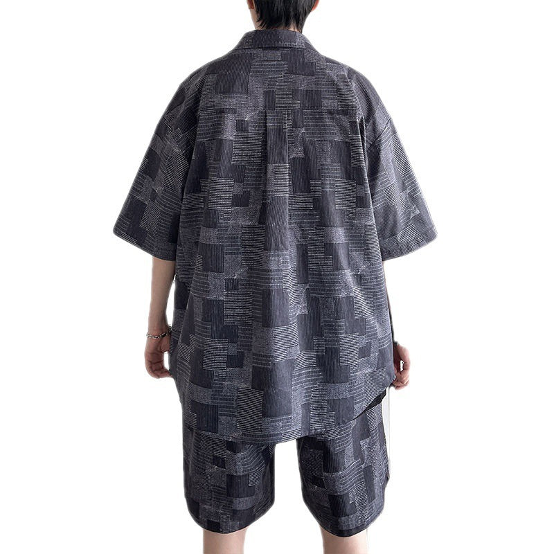 Hong Kong Style Five-Point Retro Trendy Two-Piece Suit