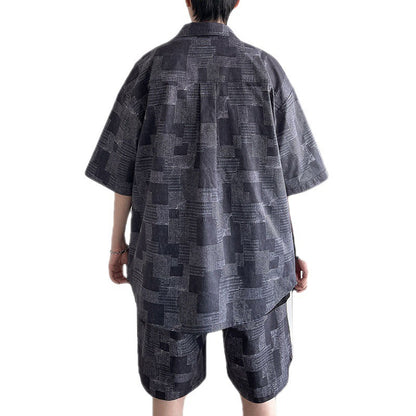 Hong Kong Style Five-Point Retro Trendy Two-Piece Suit