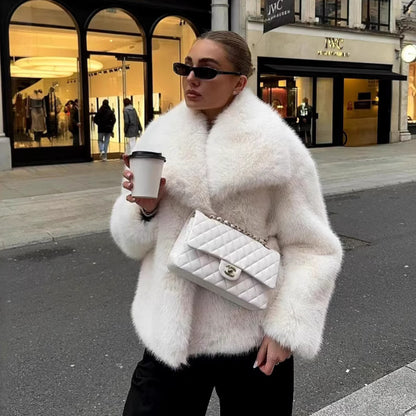 Internet Celebrity Fur Coat Women's Large Lapel Street Shot Fluffy