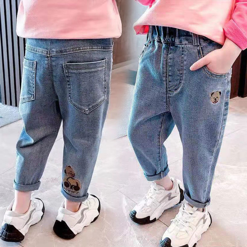 Spring Autumn Casual Girls Jeans Fashionable Trousers Playful Elegance