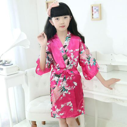 Imperial Silk: Peacock Motif Kimono Pajamas