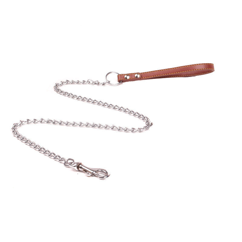 Dog Traction Iron Chain PU Handle Metal Chain