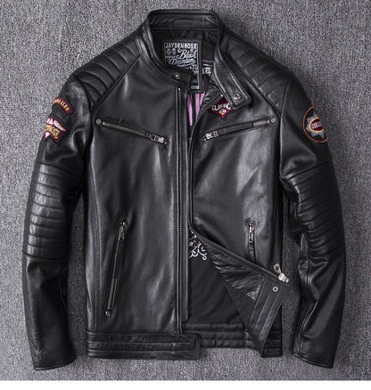 Mens Stand Collar Motorcycle Jacket Coat Bold Minimalist Profile