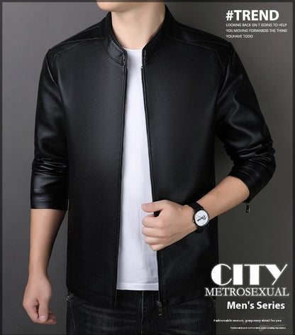 PU Leather Coat Mens Leather Jacket Versatile Premium Finish