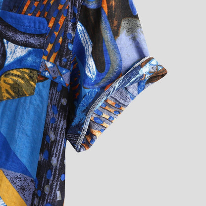 Shirt men's floral cardigan short sleeves