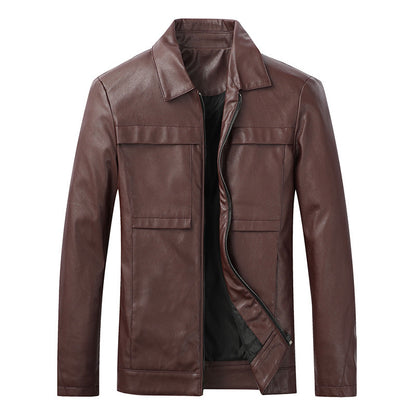Mens Motorcycle Leather Jacket Slim Lapel Casual Biker Heritage