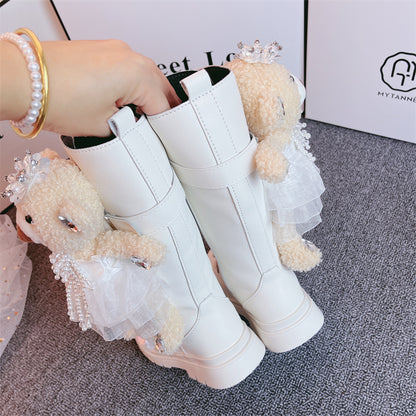 The Leather Bear: New Style Girls’ Bear Motif Boots