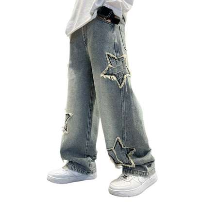 Iconic Wide-Leg Pentagram Appliqué Denim