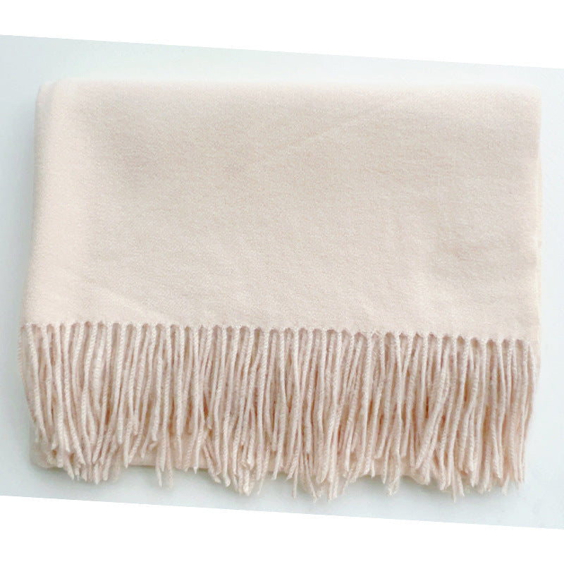 Simple Tassel Shawl Warm Artificial Cashmere Scarf