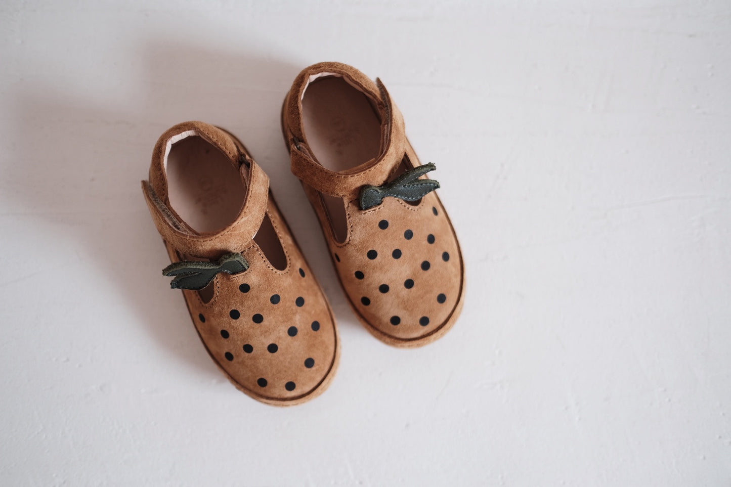 All-leather Velcro Non-slip Fruit Polka Dot Frosted Girls' Shoes