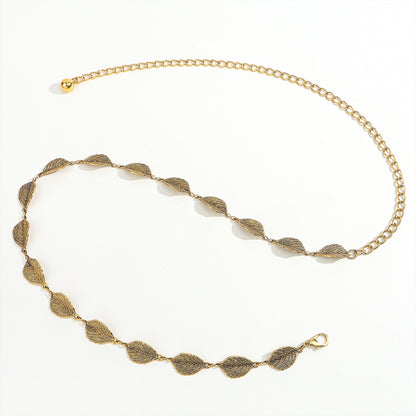 Leaf Style Waist Chain Retro Paired With Denim Skirt And Pants